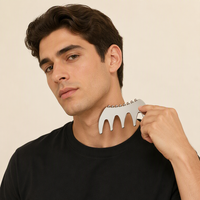 Nouvel outil de soin du cou et du corps, grattoir-peigne relaxant en acier inoxydable 420, planche de massage Gua Sha pour drainage lymphatique