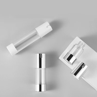 Botol plastik Mini buram 15ml, wadah penyimpanan kosmetik kosong pompa Lotion dapat diisi ulang portabel tanpa udara ukuran perjalanan
