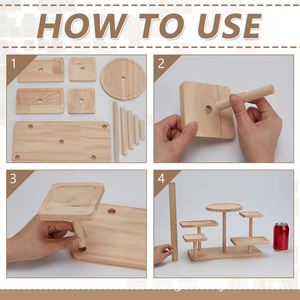 Wooden Display Rack 3 Tier <b>Rotating</b> Storage Shelf For <b>Desk</b> Organize Jewelry Glasses Plant Pot Natural Wood Color - Product Image 2