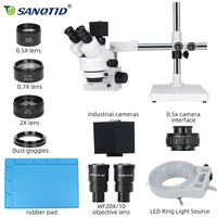 SANQTID 3.5-90X Trinocular Stereo Microscope VGA Industrial Camera 360° Rotating Bracket Mobile Phone PCB Watch Repair CE FCC