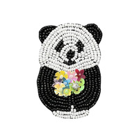 Patch décoratif artisanal en PVC perlé à motif panda pour vêtements, chaussures, chapeaux, chaussettes ; Applique artisanale avec perles cousues