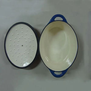 Gang soong nấu ăn nồi với màu tím men lớp phủ đồ nấu nướng Bộ với đôi Xử lý vòng hình dạng gang soong - Product Image 2