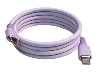 Câble de données magnétique USB-C vers USB-C en silicone, testé plus de 10 000 connecteurs, longueur personnalisable pour smartphones, tablettes, ordinateurs portables, violet