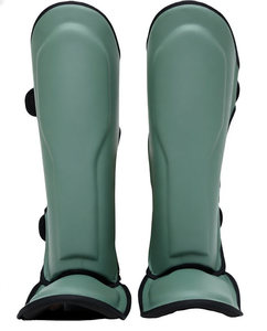 Protège-tibias en cuir PU pour MMA, protège-jambes de kickboxing respirants et ajustables avec fermeture auto-agrippante, protections de pieds - Product Image 1