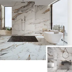 Elegant White Porcelain Slab Marble Pattern Large Thin Tile Sintered Stone Floor tile