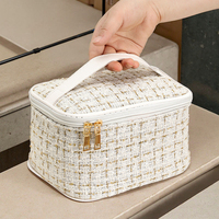 Sac de Maquillage à Poignée Grande Capacité en Polyester avec Fermeture Éclair, Style Tendance, Nouveauté 2025 – Vente en Gros