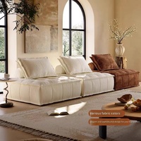 Vente directe usine : Ensemble de canapés modulaires mobiles en forme de L, style Piémont, en tissu chenille de luxe léger, garni d'éponge