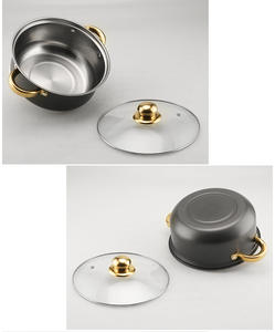 Gold Handles <b>Stainless</b> <b>Steel</b> <b>Cookware</b> <b>Set</b> Nonstick 12-Piece Export Cross-Border - Product Image 6