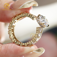 Certifié GIA IGI HPHT CVD Bagues de fiançailles en diamant taille ovale cultivées en laboratoire 14K 18K Or massif pour femmes hommes couples
