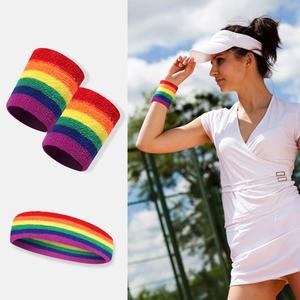 Vente en gros <span class=keywords><strong>pas</strong></span> <span class=keywords><strong>cher</strong></span> bandeau <span class=keywords><strong>six</strong></span> couleurs Lgbt Gay Pride bandeau coton arc-en-ciel bracelet - Product Image 3