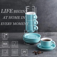 Logo personnalisé des fabricants d'usine Tasse à café en porcelaine Tasse à expresso et soucoupe en céramique Tasses à café émaillées personnalisées
