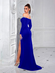 कोचर क्रिस्टल सजावट पोशाक लक्जरी लंबी आस्तीन बॉडीकॉन पोशाक चिक सुरुचिपूर्ण शाम पार्टी लंबे कॉर्कटेल पोशाक - Product Image 2