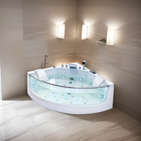 Baignoire sur pied de style européen moderne de luxe Baignoire blanche en acrylique rectangle à double remous de massage pour hôtels