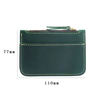 Porte-monnaie vintage en cuir véritable avec fermeture éclair, portefeuille unisexe en cuir de vachette, mini porte-cartes multifonction