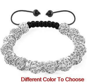 10mm Full Pave Crystal <strong>Bracelet</strong> Handmade Braided Adjustable <strong>Bracelet</strong> Multicolor Rhinestone Clay Bead Ball Wristband - Product Image 3