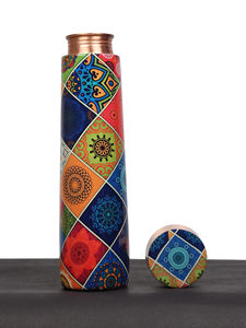 Botella de agua de cobre Premium hecha a mano 1000ml, ligera, fácil de llevar con clip de mosquetón para actividades al aire libre - Product Image 2