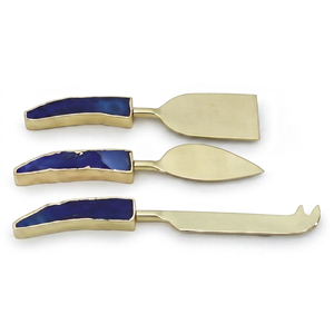 Luxury Design <b>Cheese</b> <b>Knives</b> <b>Set</b> Of 3 With Blue Inlay Handles Handmade Flatware Best Quality Elegant <b>Cheese</b> Tools For Kitchen Use - Product Image 1