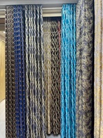Vente en gros de tissu jacquard 100 % polyester pour rideaux, liquidation, respirant, tissé avec motifs teints, en rouleaux
