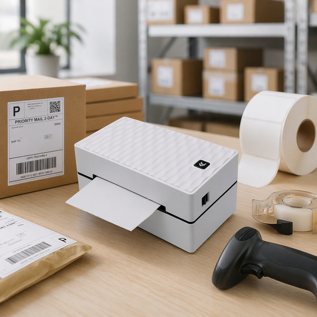 110MM 4X6 Bt USB Thermal Printer Roll to Roll Shipping Label Sticker Barcode for Restaurant Supermarket Stock 1-Year Warranty