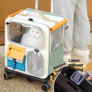 Tas punggung portabel kapasitas besar, tas punggung troli kucing dan anjing dengan pola polos, penutup ritsleting - Product Image 3