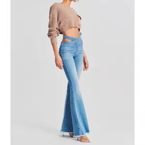 Jeans de Mezclilla Vintage de Diseño Moderno 2025, Pantalones Acampanados, Ajustados y Lavados para Mujer, Venta al Por Mayor - Product Image 4