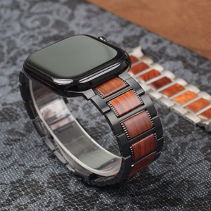 <span class=keywords><strong>Bracelet</strong></span> de montre en <span class=keywords><strong>bois</strong></span> Lionorm en acier inoxydable pour <span class=keywords><strong>Apple</strong></span> Smart <span class=keywords><strong>Watch</strong></span>, <span class=keywords><strong>bracelet</strong></span> de montre en <span class=keywords><strong>bois</strong></span> de santal rouge naturel écologique, <span class=keywords><strong>bracelet</strong></span> en métal - Product Image 3