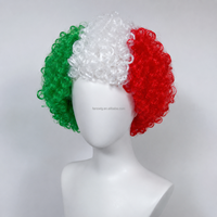 Perruque Afro Frisée Synthétique Couleur Country pour Fans de Sport, Perruque de Clown pour Fête, Vente en Gros