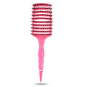 Cepillo de pelo rosa con cerdas de jabalí, forma de paleta oblonga para un peinado suave - Product Image 1