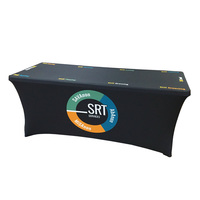 Nappe rectangulaire extensible en Spandex noir de 6 pieds pour table DJ rectangulaire à des fins publicitaires