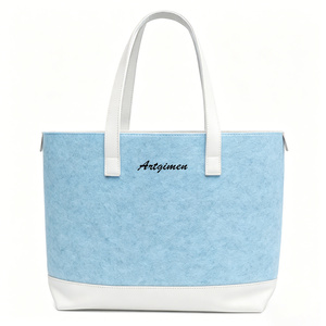 Sac fourre-tout minimaliste avec garniture en cuir PU pour femmes, grande capacité, sac à main en feutre durable pour le travail, vente en gros - Product Image 5