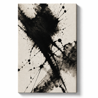 Impression sur toile abstraite noire et blanche avec éclaboussures d'encre, art mural, motif personnalisé, prêt à accrocher, décoration pour salon et hôtel