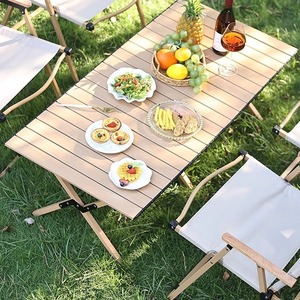 Rectangular Folding <b>Outdoor</b> <b>Table</b> Engineered Wood Minimalist Design 4 Seating Capacity Portable Lightweight Garden Furniture - Product Image 1