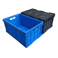 Caisse de rangement pliable écologique en plastique durable avec couvercle, empilable, pour déménagement et transport