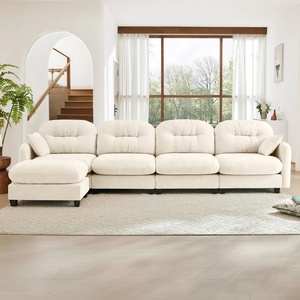 Modular Cloud Velvet Sectional Minimalist Living Room With Detachable <b>Footstool</b> Soft Oversized Couch - Product Image 3