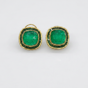 Pendientes de circonita 09091, chapados en oro, con circonita doble, forma de cojín, joyería de moda para mujer, regalo para fiestas. - Product Image 1