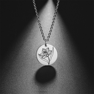 Joyería de Acero Inoxidable Resistente al Deslustre, Venta al por Mayor, Collar con Colgante Redondo Personalizable, Grabable, Joyería Personalizada - Product Image 5