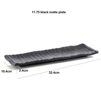 Assiette rectangulaire en mélamine noire de 12,5 pouces pour la restauration, qualité alimentaire, vente en gros, pour servir les sushis