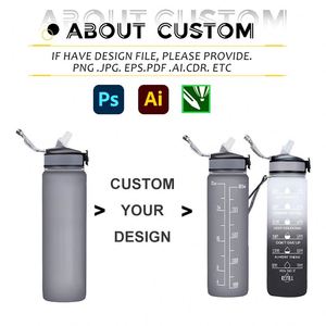 Cross-Border Large Capacity 1000ML Outdoor Sports Bottle with Scale Straw Gradient Color Sports Plastic Water Bottle with logo - Product Image 2