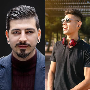 ชุดต่างหูสแตนเลสประดับเซอร์คอน 14 คู่ สำหรับผู้ชายและผู้หญิง ต่างหูบาร์เบลสีเงิน ดีไซน์เรขาคณิตสีดำ - Product Image 4