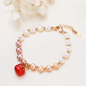 Parures de bijoux fins en gros, petit pendentif en agate goutte d'eau, pendentif en persimmon, bracelets en perles d'eau douce Ruyi - Product Image 3