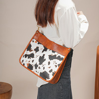 Nouveau Design Lady Cow Print sac à bandoulière en cuir Pu grande capacité guitare larges bretelles femmes sacs de messager sacs fourre-tout de luxe