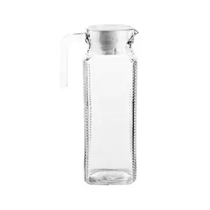 Hot sale 1L classic design glass jug with lid for water juice beverage carafe