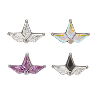 Calendo Nouveaux Bijoux Titane ASTM F136 Fileté Intérieurement, Embout de Boucle d'Oreille à 3 Griffes avec Zircon Cubique