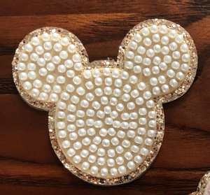 Hotsale Self Sticker Gold Edge Pearl Embroidery Cartoon Mouse Patch for Clothing Bag Decoration - Product Image 5