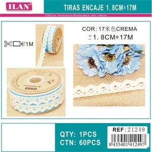 Nastro di pizzo Ilan 1,8 cm x 17 m colore crema per artigianato e decorazioni - Product Image 3