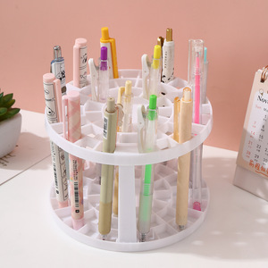 Organizador de Maquillaje Giratorio de Plástico, Organizador de Cosméticos de Escritorio, Estante de Almacenamiento de 2 Niveles, Rosa y Blanco - Product Image 2