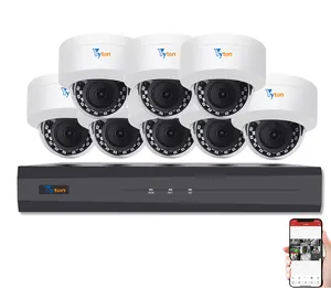 ระบบรักษาความปลอดภัยในบ้านกล้อง4K POE,NVR 8CH พร้อม2TB HDD 8ชิ้นกล้อง IP 4MP POE มีไมค์ในตัวและช่องเสียบการ์ด SD H.265 + IR 30ม.