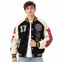 Blouson universitaire vintage pour hommes, avec boutons-pression, logo OEM et patch brodé, vente en gros de vestes de baseball