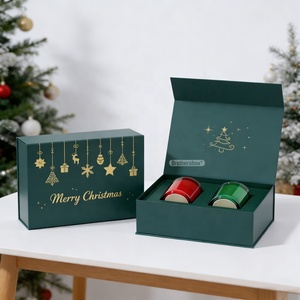 Boîte d'emballage de bougies de Noël 2026 de haute qualité, boîte cadeau magnétique de luxe estampée à chaud avec logo personnalisé - Product Image 1