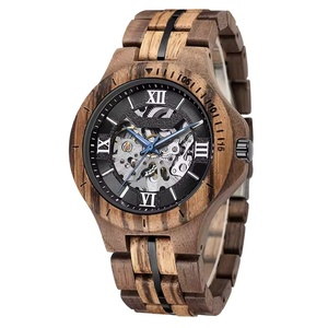 Luxury Men's Stainless Steel Mechanical Wood <b>Watch</b> <b>Automatic</b> <b>Custom</b> <b>Logo</b> Hollow Analog Design Factory Best Quality OEM Shanghai - Product Image 5